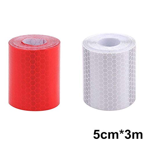 ZARRS Cinta Reflectante Adhesiva,3 Pack Cinta Pegatina de Seguridad Autoadhesivo Cinta para Automóviles Bicicletas Vehículos Ropa Blanco Rojo Verde 5CM *3M