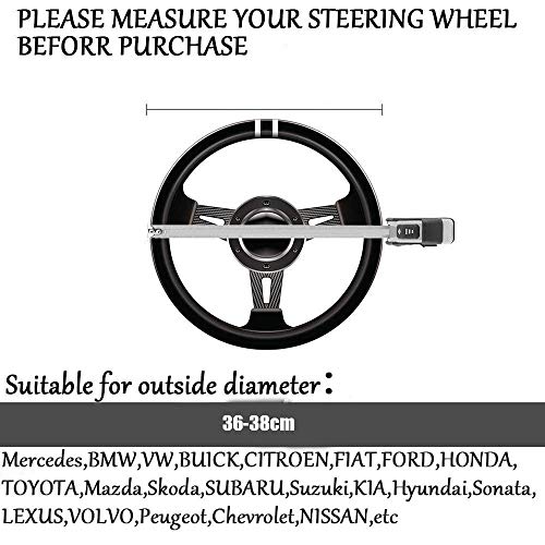 ZCME-power Tipo D Vehículo Cubierta del Volante Coche Protector del Volante Universal Diámetro 36-38cm Forma de D [Cubierta de Volante de Fondo Plano],Red-36cm