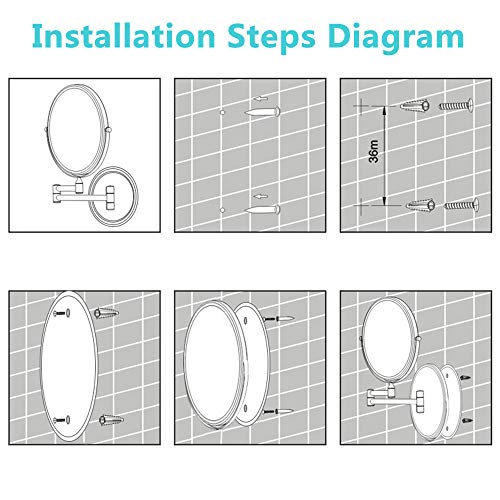 ZEHNHASE Espejo de Maquillaj 8 Pulgadas, 1X/5X Aumento Espejos de Aumento de Pared de Doble Cara Giratorio Espejos Extensibles para Baño y Tocador