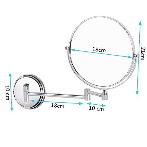 ZEHNHASE Espejo de Maquillaj 8 Pulgadas, 1X/5X Aumento Espejos de Aumento de Pared de Doble Cara Giratorio Espejos Extensibles para Baño y Tocador