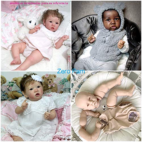 Zero Pam Muñecas Reborn sin Pintar 50cm-55cm Kits de muñecas Reborn para niños pequeños (sin características de género) Incluye muñeca DIY (extremidades, Cabeza, Cuerpo y Ojos) (2003 Ojo marrón)