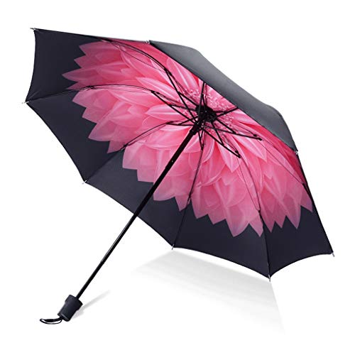 ZEZHOU Paraguas Grande, Paraguas de la Diosa, Fresco pequeño, Plástico Negro Protector Solar a Prueba de Viento Impermeable a Prueba de Lluvia UPF50 + (Color : Poppy)