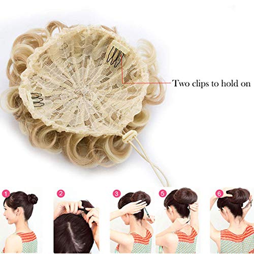 ZGYQGOO Donut Moño Clip en el Pelo Extensiones de moño Postizos Cordón Updo Pieza de Cabello Marrón Morena para Mujeres Gril Lady Accesorios Bleach Blonde