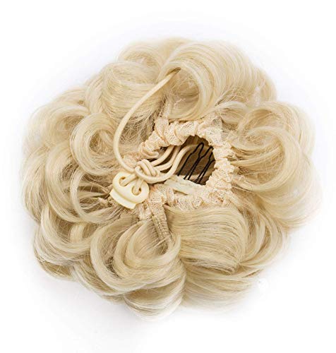 ZGYQGOO Donut Moño Clip en el Pelo Extensiones de moño Postizos Cordón Updo Pieza de Cabello Marrón Morena para Mujeres Gril Lady Accesorios Bleach Blonde