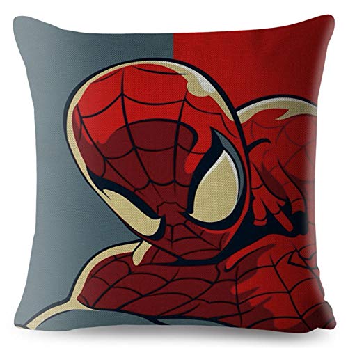 ZHAOCC Funda de Almohada Funda de Almohada de Lino de 4 Piezas Anime Cartoon Miracle Cushion Superman Spider-Man Iron Man Avengers Funda de Almohada 45X45Cm