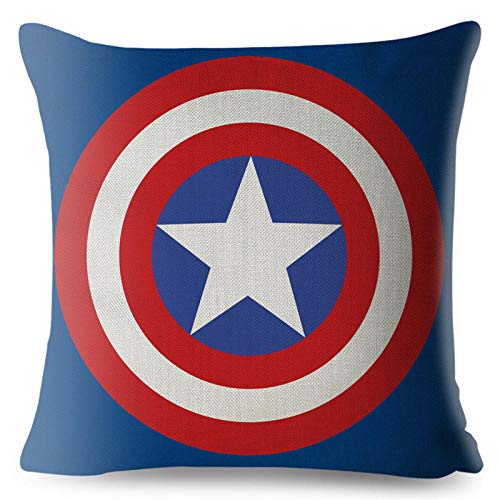 ZHAOCC Funda de Almohada Funda de Almohada de Lino de 4 Piezas Anime Cartoon Miracle Cushion Superman Spider-Man Iron Man Avengers Funda de Almohada 45X45Cm