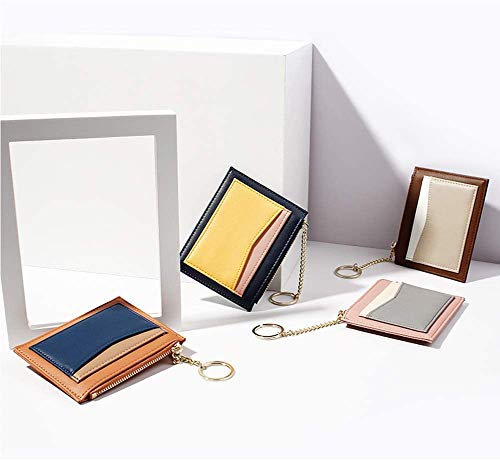 ZhaoCo Tarjetero para Tarjetas de Crédito para Mujer, Cuero PU Pequeño Monederos Cartera Tarjetero con Cremallera y Llavero para Mujer Señoras (Rosado)