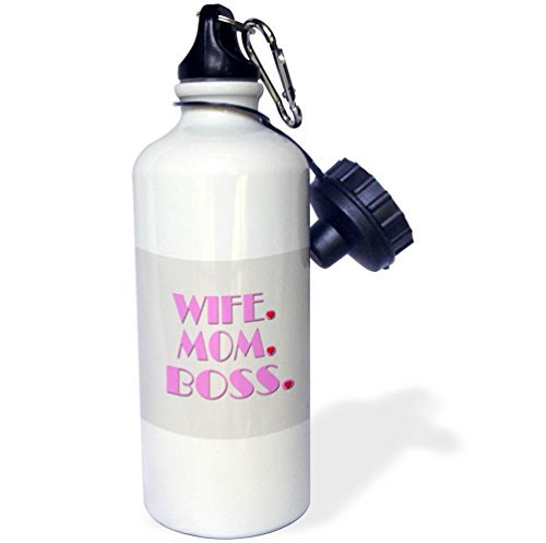Zhaoshoping Sports Water Bottle Gift, Rinapiro Best Wife Quotes Wife Mom Boss White Stainless Steel Water Bottle for Women Men 21oz
