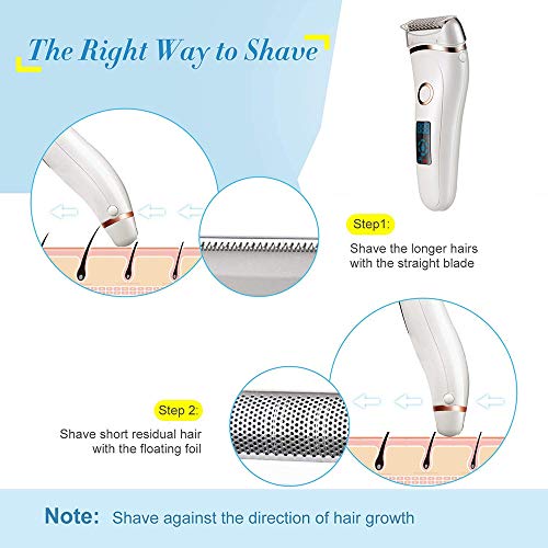 ZHONGXIN Afeitadora eléctrica Lady, depiladora para mujeres, para las axilas de las piernas y la afeitadora eléctrica Bikini Trimmer, húmeda y seca con pantalla LED de duración de la batería