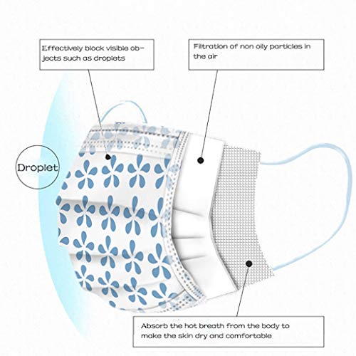 Zilosconcy 50 Unidades Adultos 3 Capas Transpirables a Prueba de Polvo con Elástico para Los Oídos