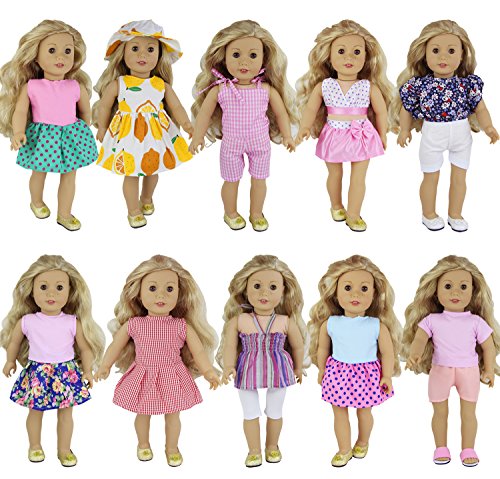 ZITA ELEMENT 10 Sets Ropa Vestidos Fashionista Lindo Accesorios para 40-46cm American 18 Pulgadas Girl Doll y Otras Muñecas 16-18 Pulgadas