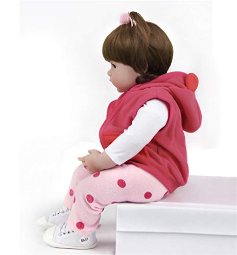 ZIYIUI Realista Muñeco bebe Reborn Niña pelo largo Vinilo Suave Silicona Reborn Baby Dolls Regalos para Niños Juguetes 19 Pulgadas 48 cm