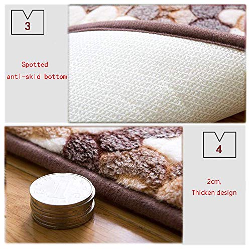 ZJDK Alfombrillas de baño, patrón de Rosas Alfombra de Corredor de Cocina Alfombra de Lana de Coral Suave Alfombra de área Antideslizante Sofá Lavable Alfombrilla para el hogar, Espesor 2Cm, Blan