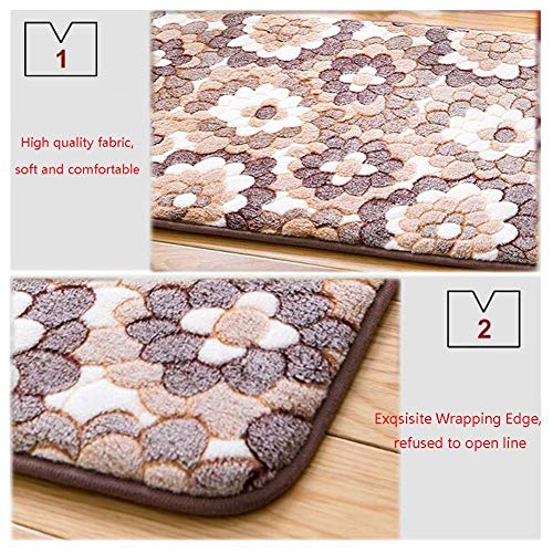 ZJDK Alfombrillas de baño, patrón de Rosas Alfombra de Corredor de Cocina Alfombra de Lana de Coral Suave Alfombra de área Antideslizante Sofá Lavable Alfombrilla para el hogar, Espesor 2Cm, Blan