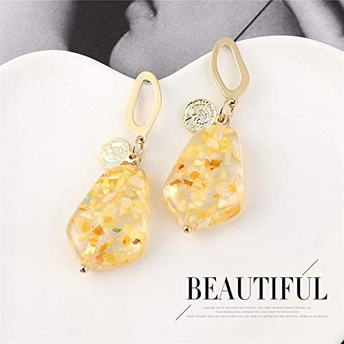 ZJL Gotas de Agua Lentejuelas Resina Bronceadora Gancho de Caída sin Anillo Pendientes Joyas de Fiesta Regalos