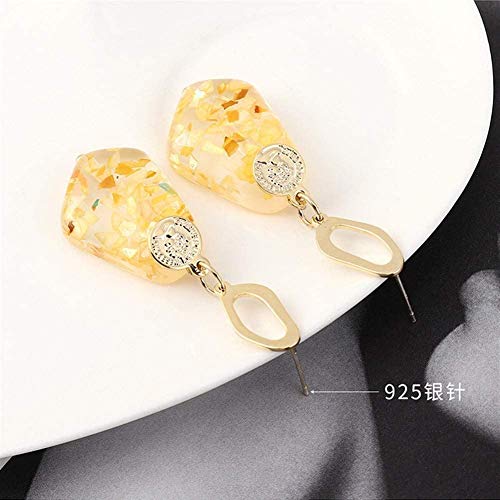 ZJL Gotas de Agua Lentejuelas Resina Bronceadora Gancho de Caída sin Anillo Pendientes Joyas de Fiesta Regalos