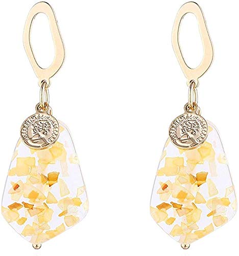 ZJL Gotas de Agua Lentejuelas Resina Bronceadora Gancho de Caída sin Anillo Pendientes Joyas de Fiesta Regalos