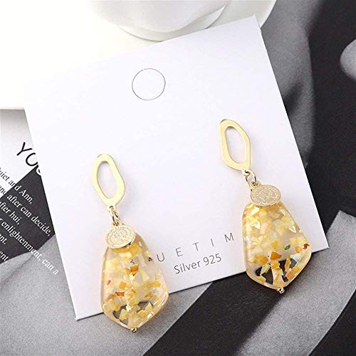 ZJL Gotas de Agua Lentejuelas Resina Bronceadora Gancho de Caída sin Anillo Pendientes Joyas de Fiesta Regalos