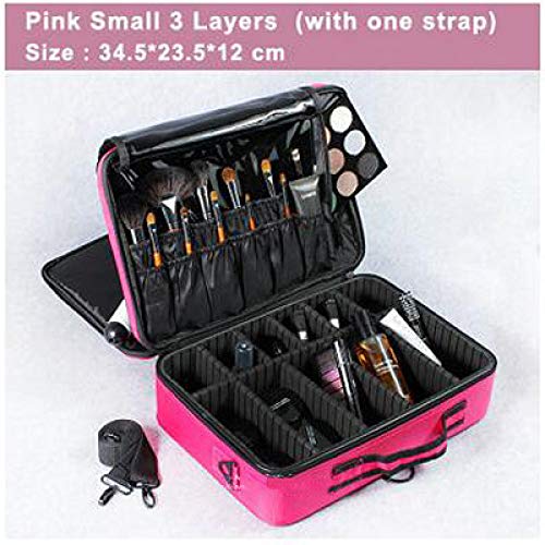 ZKYXZG Bolso de Cosméticos Professional Makeup Case Female Beauty Nail Box Cosmetic Case Travel Big Capacity Storage Bag Suitcases For Makeup,S 3 Layer Rose Rred