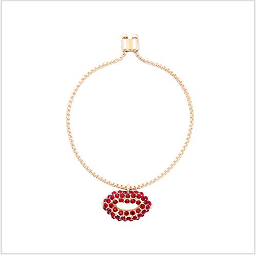 zmnbaa Pulsera Femenina Estilo Retro Europeo Y Americano Llama Labios Rojos Elegantes Accesorios De Diamantes