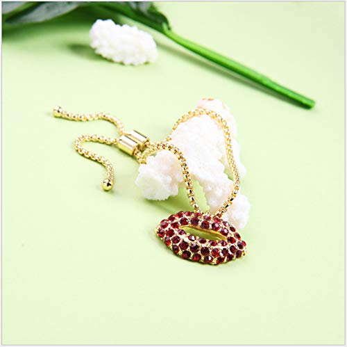 zmnbaa Pulsera Femenina Estilo Retro Europeo Y Americano Llama Labios Rojos Elegantes Accesorios De Diamantes