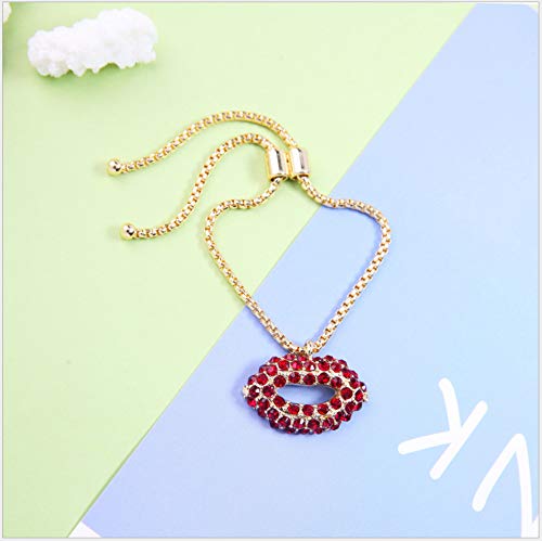 zmnbaa Pulsera Femenina Estilo Retro Europeo Y Americano Llama Labios Rojos Elegantes Accesorios De Diamantes