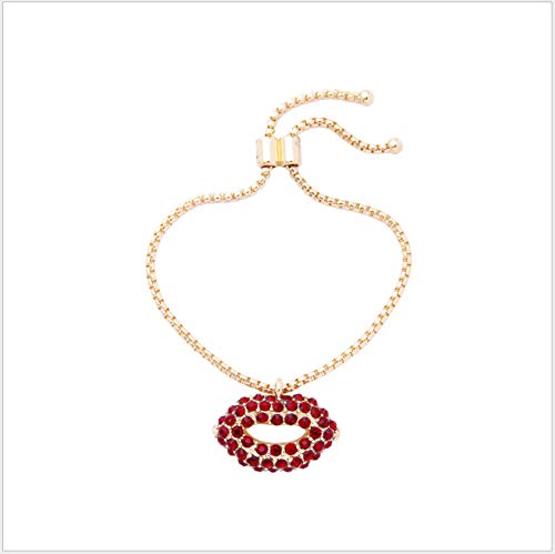zmnbaa Pulsera Femenina Estilo Retro Europeo Y Americano Llama Labios Rojos Elegantes Accesorios De Diamantes