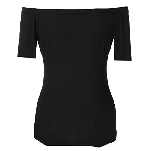 ZODOF Camiseta Blusa de Manga Corta Redondo para Mujer Blusas de Fiesta Mujer Originales Camiseta Primavera Otoño Top con Hombros retorcidos para Mujer