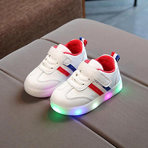 ZODOF Niño niño niños Zapatos de Rayas de bebé LED iluminan Zapatillas Luminosas Calzado Deportivo Running Zapatos Ligero y Transpirables para Unisex Niños