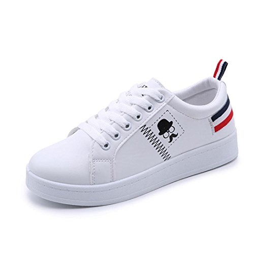 ZODOF Zapatos de Mujer de Moda Zapatillas de Deporte de Barba de Barba Planas Zapatos Blancos Casuales