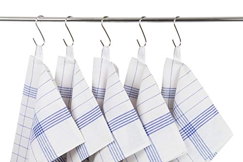 ZOLLNER 10 Trapos de Cocina algodón 100%, a Cuadros Azules y Blancos, 50x70 cm