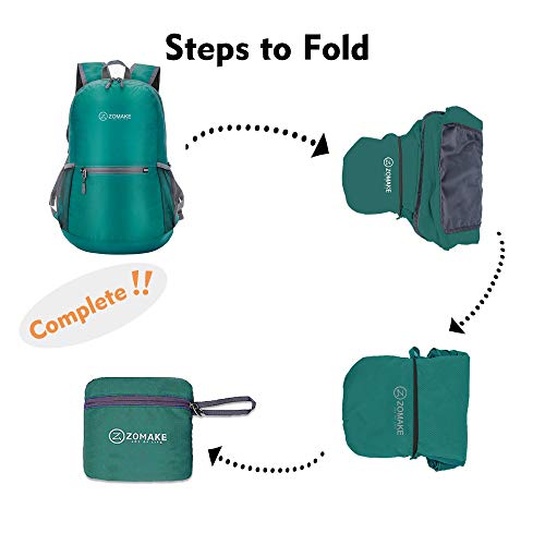 ZOMAKE Mochila Plegable Ligera 20L, Mochilas Pequeñas para Hombre Mujer, Mochilas Compacta para Viajar Senderismo(Verde Oscuro)