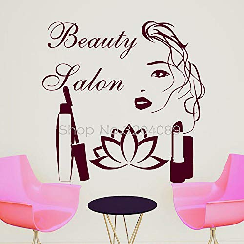 zqyjhkou s Pegatinas de Pared Autoadhesivas Cita Salón de Belleza Maquillaje Chica Mujer Vinilo extraíble Murales Negros Tatuajes de Arte 71x71cm