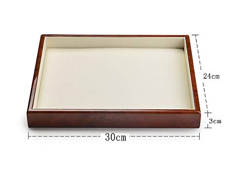 ZTBXQ Diseño de Muebles Placa de joyería Placa de exhibición de joyería de Pintura de Grano de Madera Placa de Almacenamiento de joyería de Cuero de PU Pantalla de joyería de Alta Gama