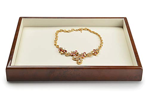 ZTBXQ Diseño de Muebles Placa de joyería Placa de exhibición de joyería de Pintura de Grano de Madera Placa de Almacenamiento de joyería de Cuero de PU Pantalla de joyería de Alta Gama