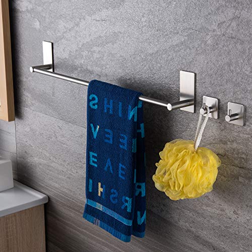 ZUNTO Toallero con 2 Ganchos Adhesivo Toalleros Barra Para Baño Acero Inoxidable 40cm
