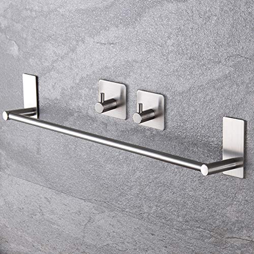 ZUNTO Toallero con 2 Ganchos Adhesivo Toalleros Barra Para Baño Acero Inoxidable 40cm