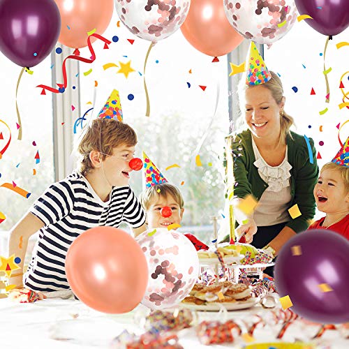 ZWOOS 50 Piezas Globos de Confeti Globos, Globos Cumpleaños Happy Birthday, Incluyendo Oro Rosa, Vino Tinto, Globos de Confeti para Bodas, Cumpleaños Fiesta, Navidad, Baby Shower (Oro rosa)