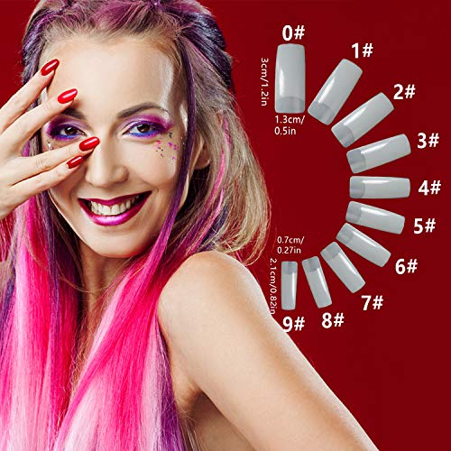 ZWOOS 500 Piezas Tips Uñas Falsas Artificiales Postizas Natural Francés Nails con Cortaúñas Falsos para Manicura y Diseños Uñas DIY