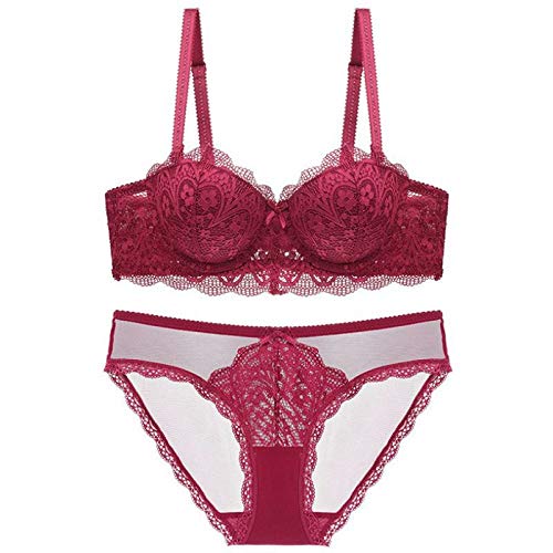 zysymx Media Copa de Encaje Traje de Mujer Tubo Superior sección Delgada Cofre pequeño recogido para Recibir el par de Vino Tinto 80C