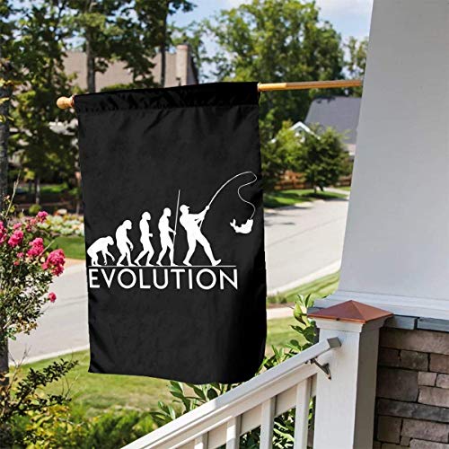ZYWL Jardín jardín al Aire Libre decoración Signo Decorativo Pancarta Evolution Fishing Garden Yard Flag 12"x 18",Polyester Welcome House Flag Banners for Patio Lawn Outdoor Home Decor