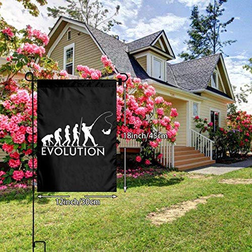 ZYWL Jardín jardín al Aire Libre decoración Signo Decorativo Pancarta Evolution Fishing Garden Yard Flag 12"x 18",Polyester Welcome House Flag Banners for Patio Lawn Outdoor Home Decor