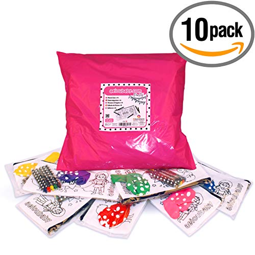 10 Estuches para Colorear | 10 Bolsas Individuales con 5 Ceras de Colores y Globo | Regalo niños Fiestas y cumpleaños