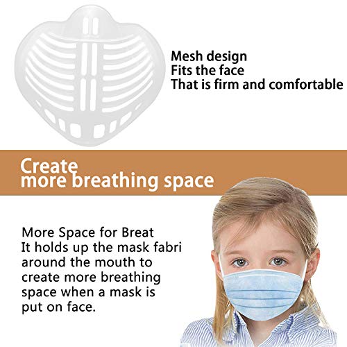 10 Piezas 3D Marco de soporte interno para máscara, 10 ganchos para pendientes ajustables y extendidos Soporte interno para más espacio para respirar evitar la contaminación, repetible y lavable