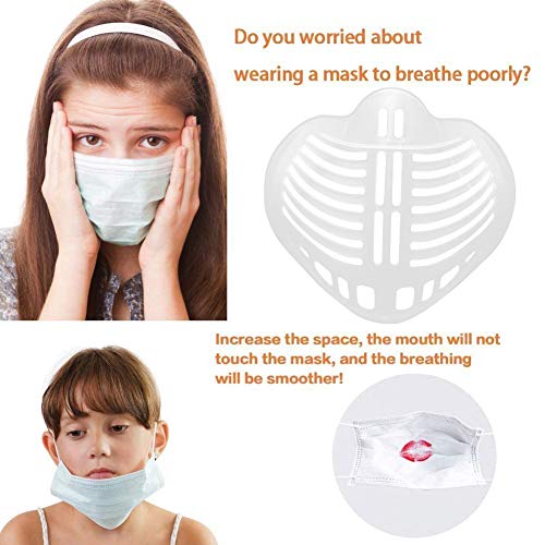 10 Piezas 3D Marco de soporte interno para máscara, 10 ganchos para pendientes ajustables y extendidos Soporte interno para más espacio para respirar evitar la contaminación, repetible y lavable
