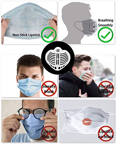 10 Piezas 3D Marco de soporte interno para máscara, 10 ganchos para pendientes ajustables y extendidos Soporte interno para más espacio para respirar evitar la contaminación, repetible y lavable