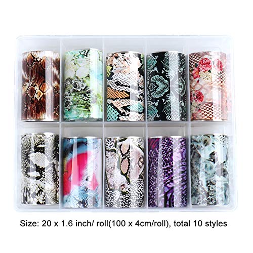 10 rollos de calcomanías para uñas con estampado de serpiente, pegatina navideña para decoración de uñas, decoración de Gel UV, papel de cielo estrellado, láminas de transferencia adhesivas LA99