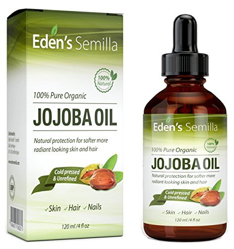 100% aceite de jojoba puro, aceite orgánico de 4 oz, hidratante para un aspecto radiante, cabello sedoso y fuerte, ideal para pieles sensibles de Eden's Semilla.