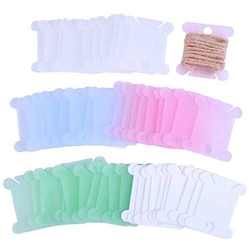 100 tarjetas de hilo, portatarjetas de hilo de plástico para bordado, para tarjetas de punto de cruz, almacenamiento de costura, colores al azar