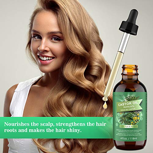 118 ML Aceite de Ricino 100% Orgánico y Prensado en Fríro No OGM para el Crecimiento de Cabello Pelo Pestañas, Cejas, Barba, Rostro,Uñas,Cuerpo y Cara